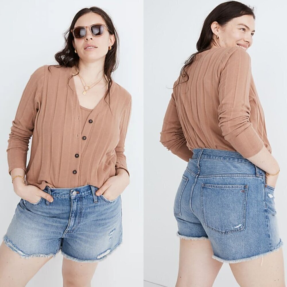 Madewell Destructed Relaxed Denim Shorts Blue distressed 21758